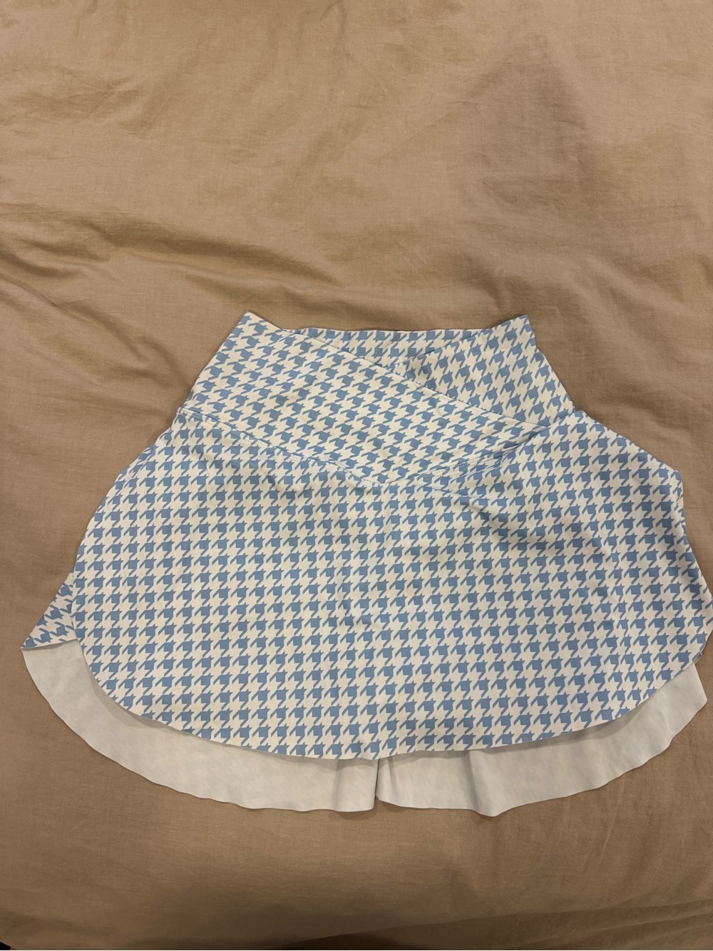 HALARA Light Blue & White Houndstooth Skater Skirt